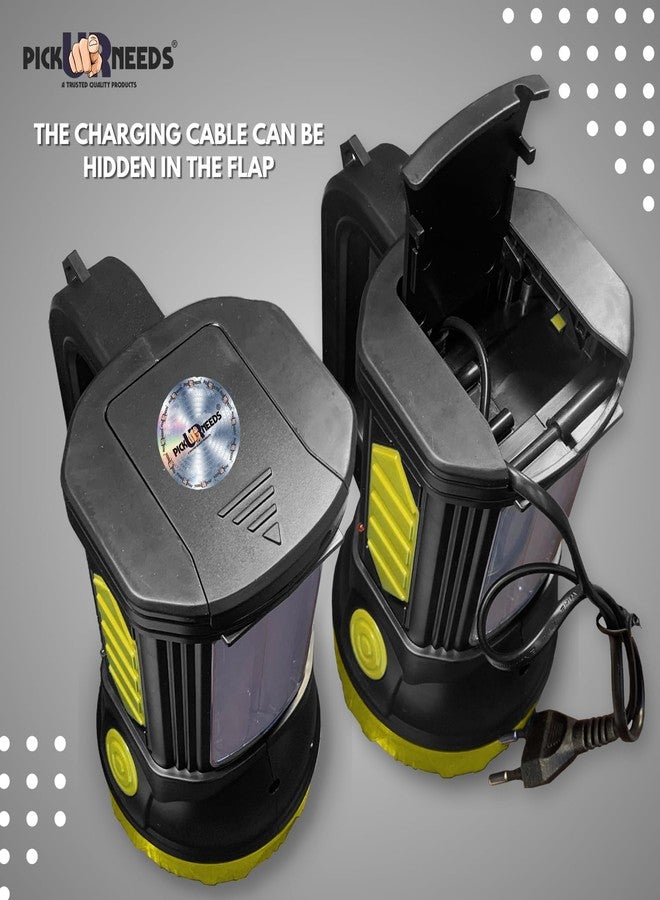 Pick Ur Needs Home Emergency Rechargeable 100W +2 Side Tube LED Long Range Search Torch Light (Yellow) - Image 3